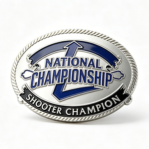 Hebilla de Cinturón Personalizada de Campeón Estatal, de Aleación de Zinc Plateada con Esmalte Suave, Conmemorativa del Campeonato Nacional y de Graduación - Product Image 1