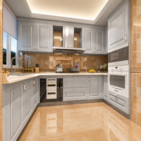Cuisine moderne écologique modulaire sur mesure avec éclairage LED, vitrine en verre, appareils électroménagers encastrés, mobilier de cuisine complet de haute qualité