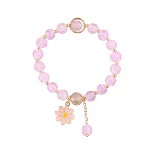 Nouveau bricolage petite marguerite fleur bijoux mode dames petit bracelet de perles de cristal frais