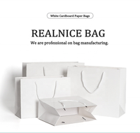 Custom High Quality Luxury White Paperboard Hand Length Flexo Printed Recyclable Film Laminated Shopping Bags for Clothing