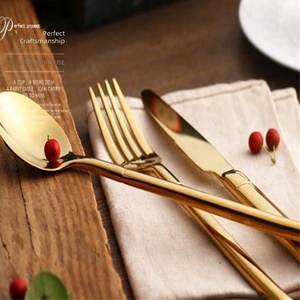 Juegos de cubiertos de boda de estilo portugués, vajilla de lujo chapada en <span class=keywords><strong>oro</strong></span> - Product Image 4