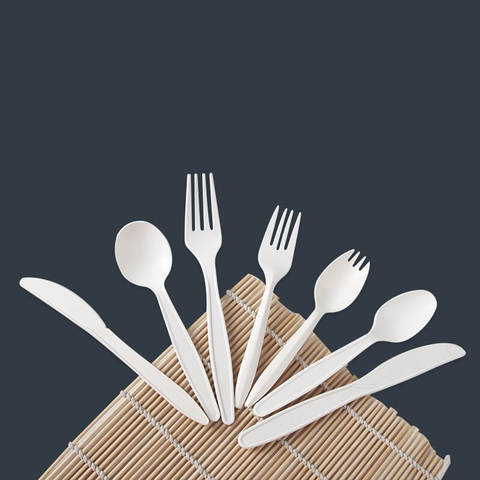 Biodegradable Corn Starch Cutlery Set – Compostable Travel Utensils