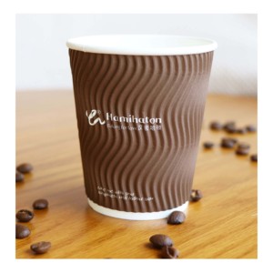 Gobelet en papier ondulé 3 plis jetable avec couvercle, impression <span class=keywords><strong>de</strong></span> logo personnalisée, 8oz, 12oz, 16oz, pour boissons chaudes à base d'eau, café, thé - Product Image 4