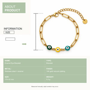 กำไลข้อมือเคลือบสี - สแตนเลสสตีล + เคลือบสี, ชุบสุญญากาศทอง 14K, 170+30 มม. - Product Image 4