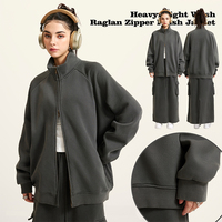 Veste à capuche pour homme vintage délavée unisexe surdimensionnée à col montant avec fermeture éclair