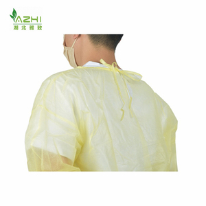 Robe d'isolation jaune PP 25g blouse de laboratoire de travail cousue cravate d'étanchéité sur le cou et le dos robe vister manchette élastique - Product Image 6