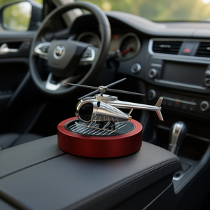 Ambientador para Auto con Forma de Helicóptero, Energía Solar, Aleación, Diseño Moderno y Ecológico, Plateado, Rojo, Negro - Product Image 2