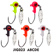 Umpan kepala Jig 5 warna untuk memancing, 5 buah kait kepala putar bola bulat logam untuk Crappie Lure Bass Trout