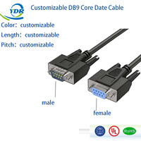 Cable Serial Cruzado YDR DB9 con Núcleo de Pegamento Negro, Adaptador Hembra/Macho, Cobre Estañado, PVC, Contactos de Latón Chapados en Oro, 1.5m
