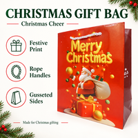 Sacs en papier cadeau de Noël personnalisés, sacs de shopping en carton blanc avec poignées et logo pour l'emballage de vêtements de vente au détail pour les fêtes