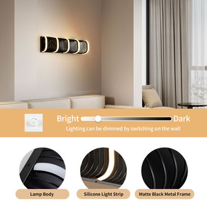 PW24002-560 New 110-240V Matt Black LED Metal Silicone Strip Industrial Wall Lamp Decorative Living Room <b>Lighting</b> 3000K Warm - Product Image 5