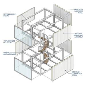 Casa Modular Prefabricada de Lujo Lista para Enviar, Moderna, Blanca, de 2 Niveles, Tipo Contenedor, Espacio de Vivienda Portátil con Vistas Panorámicas - Product Image 4