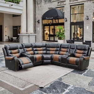 Wholesale Modern Eco-friendly Home Furniture Tufted Corner Recliner Sofa Set Extendable <b>Storage</b> for Hotels and Warehouse - Product Image 6