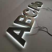 Enseigne lumineuse LED en acrylique doré effet miroir, lettres rétroéclairées 3D pour devanture de magasin