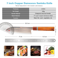 Couteau Santoku XITUO en acier Damas forgé à la main pour couper la viande, le poisson et les légumes, pour cuisines domestiques et commerciales