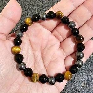 Người Đàn Ông Của Phụ Nữ Ba Bảo Vệ Vòng Đeo Tay Với Hematit Đen Onyx Tiger Eye Đá Vòng Đeo Tay Đồ Trang Sức Cho May Mắn Món Quà Thịnh Vượng - Product Image 3