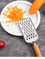 Manche en bois Gadgets de cuisine en acier inoxydable Râpe à fromage et légumes Trancheuse à mandoline sûre