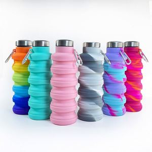 Botellas de Agua Plegables de Silicona de 500 ml, Botella de Agua Portátil Plegable para Viajes y Deportes con Hebilla Portátil, Reutilizable y a Prueba de Fugas - Product Image 3
