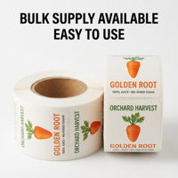 Étiquettes autocollantes personnalisées en vinyle imperméable pour bouteilles de jus de fruits, rouleau d'autocollants brillants avec logo adhésif pour emballages de jus de carotte et de boissons