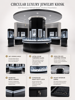 Vitrine à bijoux autoportante en métal et bois avec base en verre, éclairage LED, finition écologique, construction durable