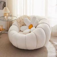 Tabouret Pouf Rond en Tissu Laine d'Agneau Personnalisable, Modèle Citrouille, Offre Spéciale, pour Salon