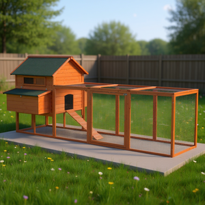 Pollaio in Legno Massello Arancione 137, Kit da Esterno con Chiusura di Sicurezza, Nido e Gabbia per Polli, Attrezzatura per Allevamento Domestico - Product Image 2