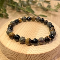 Bracelet extensible en cristal d'oeil de tigre pour hommes, de force et de pouvoir personnel, jaspe de sang de dragon, bijoux énergétiques protecteurs
