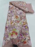 Luxuriöser Rosa Netzstoff mit 3D-Blumenmuster und Perlendetails in Verschiedenen Farben Schnelle Lieferung Abendkleid-Spitze
