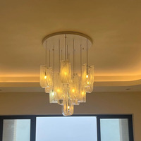 Lustre en verre de style français et d'inspiration italienne, couleur crème, motif nuageux, suspension en forme de ligne de pêche, lumière LED E12, intensité variable 3000-6000K