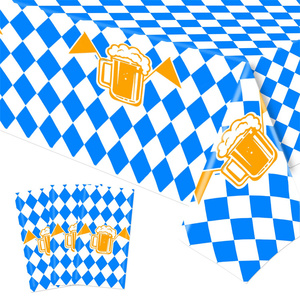 Plastic Happy Oktoberfest Bavarian Flag Table Cover Party Tablecloth Beer Festival Table Cloth For Indoor Outdoor Decoration