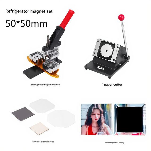 Square Shape Button Badge Paper Cutter Promotion Souvenirs Photo Magnet Machine Type Size Making Automatic Manual Fridge