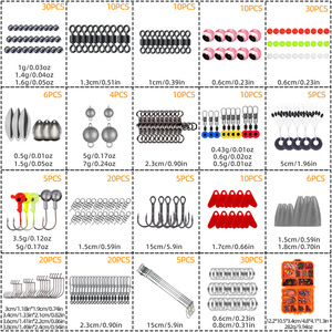 257 pièces/boîte d'accessoires de pêche <span class=keywords><strong>Kit</strong></span> combiné comprenant un connecteur pivotant à perle fixe à manivelle ensemble de pêche hameçons plombs - Product Image 3
