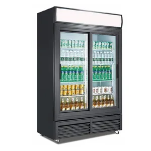 Refrigerador de bebidas refrigerador com porta deslizante refrigerador de bebidas com ventilador de duas portas