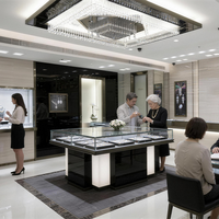 Vitrine d'îlot pour bijoux Arc Jewelry avec éclairage LED personnalisé, design épuré et durable respectueux de l'environnement pour les boutiques haut de gamme