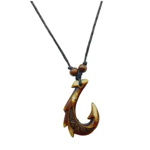 Men's maori FISH Hook Necklace Men's Gold Stainless Steel Maori