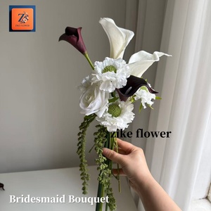 ZIKE Bouquet da Sposa Personalizzato Elegante con Peonie Bianche, Orchidee Bordeaux, Calla, Amaranti e Decorazioni Romantiche per Matrimoni - Product Image 5