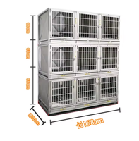 Transporteur pour animaux de compagnie en acier inoxydable personnalisable à neuf portes avec plateau métallique, design respirant, montage facile et structure stable