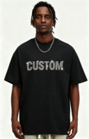 T-shirt Homme Oversize 280 g/m² Personnalisé avec Broderie Strass et Impression, T-shirt de Luxe 100% Coton à Col Montant – Fabricant