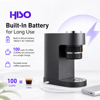 Machine à café portable 2 en 1, 10 bars, 1300W, expresso en capsule, infusion à froid, réservoir d'eau de 280 ml, batterie intégrée 18650, 7,4V 1200mAh