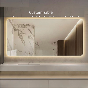 กระจกห้องน้ำทรงสี่เหลี่ยมขนาด 100x75 ซม. แบบโมเดิร์น พร้อมไฟ LED ปรับความสว่างได้ด้วยระบบสัมผัส ป้องกันฝ้า กระจกเลนส์คุณภาพสูง ติดผนัง สำหรับห้องแต่งตัว แสง 3000K-6000K เหมาะสำหรับโรงแรม - Product Image 1