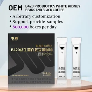 OEM/ODM B420 Probiotic White Kidney Bean Black Coffee Instant Coffee Wholesale Live Bacteria Type Instant Coffee Powder