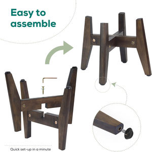 Penyangga Mangkuk Hewan Peliharaan Kayu, Penyangga Mangkuk Kucing 2 Buah, Penyangga Mangkuk Makan Anjing Tinggi yang Dapat Disesuaikan, Penyangga Tanaman, Lebar 8 hingga 11,5 Inci - Product Image 3