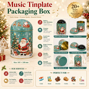 Christmas Rotating Musical Dome <b>Tin</b> Box Food Grade Cookie Gift Metal Can Christmas Holiday Gift - Product Image 3