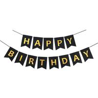 Bannière et guirlande de drapeaux Joyeux Anniversaire en lettres métallisées, grande taille, fournitures de fête pour gonflage de ballons