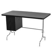 Escritorio de Computadora Moderno de Mediados de Siglo, Mesa de Escritura Retro con Chapa de Madera, Estructura de Aleación de Acero, Muebles de Oficina para el Hogar, Escritorio de Estudio Vintage