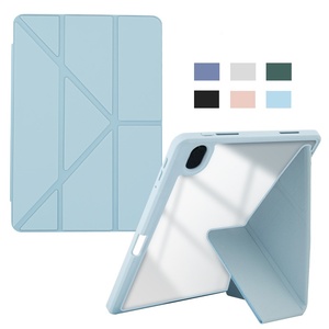 Gscase เคสแท็บเล็ตโปร่งใสพร้อมช่องใส่ปากกาอะคริลิคกันกระแทกพับสามทบสำหรับ OPPO <span class=keywords><strong>Realme</strong></span> <span class=keywords><strong>Pad</strong></span> มินิ8.7 - Product Image 1