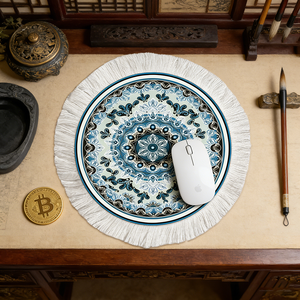 Tappetino <span class=keywords><strong>per</strong></span> <span class=keywords><strong>Mouse</strong></span> Vintage Orientale Persiano Floreale Blu Rotondo 240x240mm Stile Gaming in Tessuto <span class=keywords><strong>Tappeto</strong></span> Decorativo <span class=keywords><strong>per</strong></span> Uso in Ufficio - Product Image 2