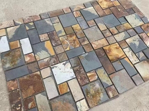 Fan Shape lưới thiết kế tự nhiên ngoài trời gỉ <span class=keywords><strong>Slate</strong></span> đường lái xe lát đá gạch - Product Image 6