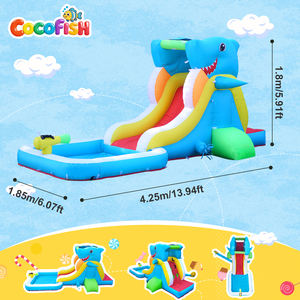 Toboggan aquatique gonflable Cocofish avec piscine - Parfait <span class=keywords><strong>pour</strong></span> les jeux d'été en plein air, parc aquatique gonflable <span class=keywords><strong>pour</strong></span> la cour - Product Image 2