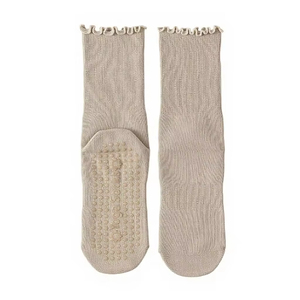High Quality Designer Custom Crew Grip <b>Socks</b> – Double Line Floral Pattern Embroidery Logo Yoga Pilates <b>Socks</b> for Women - Product Image 2